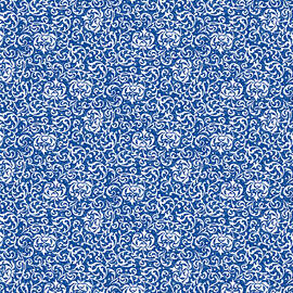 Blue and White Tudor Damask by Antique Images
