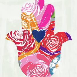 Bold Floral Hamsa- Art by Linda Woods by Linda Woods