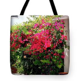 Bougainvillea Courtyard - Tote by Gene Parks
