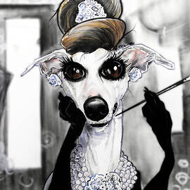 Breakfast At Tiffany's Whippet Caricature by John LaFree