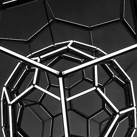 Buckey Ball Tubes of Light - Black and White by Gregory Ballos