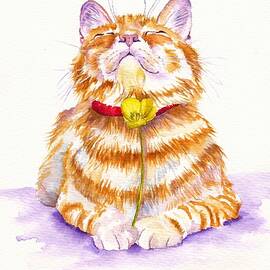 Butter Kissed - Tabby Cat by Debra Hall