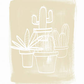 Cactus In Pots- Art by Linda Woods by Linda Woods