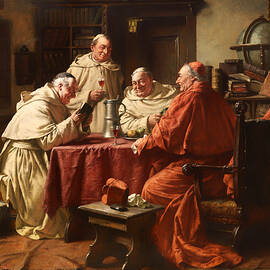 cardinal with monks in a monastery library by Mountain Dreams
