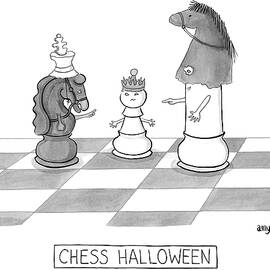Three Chess Pieces Are Seen On A Chess Board Drawing by Roz Chast - Fine  Art America