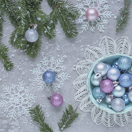 Christmas Baubles and Snowflakes by Kim Hojnacki