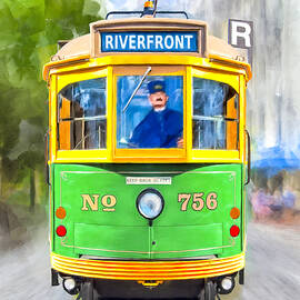 Classic Streamline Streetcar - Savannah Riverfront by Mark Tisdale