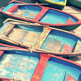 Colorful old row boats in Cuba by Delphimages Photo Creations