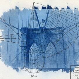 Cyanotype Brooklyn Bridge by Jane Linders