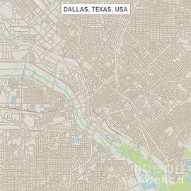 Dallas Texas US City Street Map by Frank Ramspott