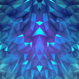 Deep Blue Collosal Low Poly Triangle Pattern  Modern Abstract Cubism  Design by Philipp Rietz