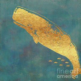 Deep Sea Life II Golden Whale, ocean texture by Tina Lavoie