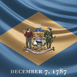 Delaware Coat of Arms over Flag by Serge Averbukh