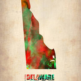 Delaware Watercolor Map by Naxart Studio