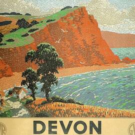 Devon Beach Vintage Travel Poster by Studio Grafiikka