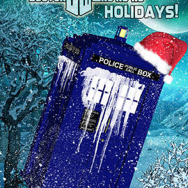 Doctor Who Tardis Holiday Card by Alicia Hollinger