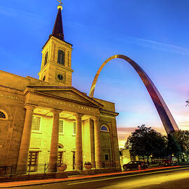 Downtown Saint Louis Arch and The Old Cathedral - Basilica of St. Louis by Gregory Ballos