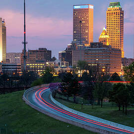 Downtown Tulsa Skyline on the Freeway  by Gregory Ballos