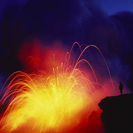 Exploding Lava And Person by Greg Vaughn - Printscapes