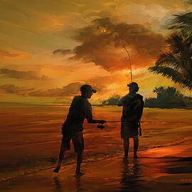Father and Son Fishing by Robert Corsetti