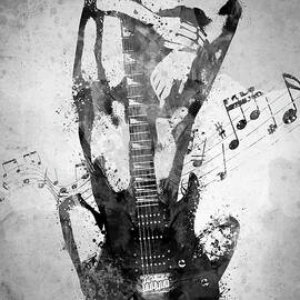 最も 割引 and White Guitarist Female Black Pixel Aged by Art Digital 絵画