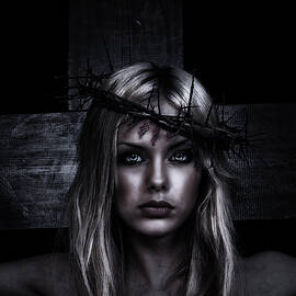 Female Jesus Portrait in Dark Color by Ramon Martinez