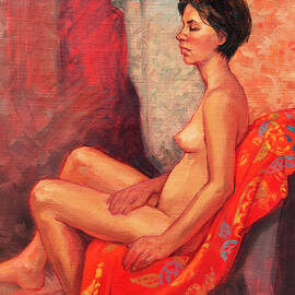 Female Nude on Red by Roz McQuillan