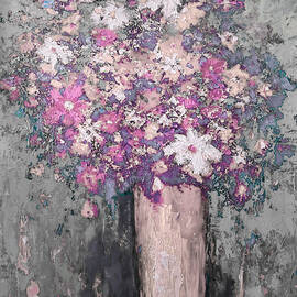 FLORAL ABSTRACT - Reverse - Modern Impressionist Palette knife work by Patricia Awapara