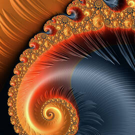 Fractal spiral with warm orange and red tones by Matthias Hauser