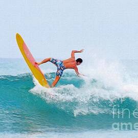 Funky Waikiki Surfer - Painterly by Scott Cameron