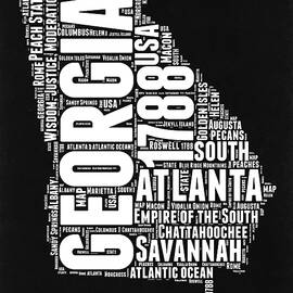 Georgia Black and White Word Cloud Map by Naxart Studio