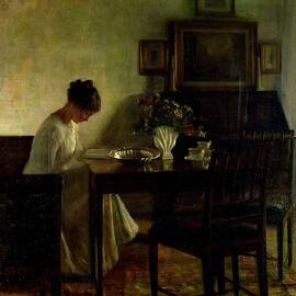 Girl Reading in an Interior  by Carl Holsoe