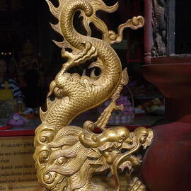 Gold Dragon Statue by Sally Weigand