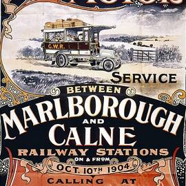 Great Western Railway Motor - Marborough and Calne - Retro travel Poster - Vintage Poster
