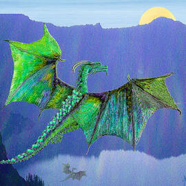 Green Water Crystal Soaring Celtic Dragon by Michele Avanti