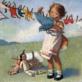 Hanging Doll Clothes On A Windy Day by Jessie Willcox Smith