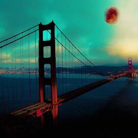 Heaven on Earth Series - Blood Moon Over Golden Gate Bridge, ca 2017, by Adam Asar 2 by Celestial Images