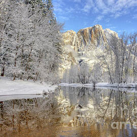Horsetail Fall Reflections Winter Yosemite National Park by Wayne Moran