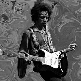 Jimi Hendrix Purple Haze B W by David Dehner