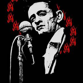 Johnny Cash Ring Of Fire T Shirt Print by Melissa O Brien
