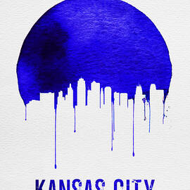 Kansas City Skyline Blue by Naxart Studio