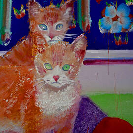 Kittens With Wild Wallpaper by Charles Stuart
