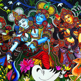 Krishna And Radha Mural Dance Art by Asp Arts