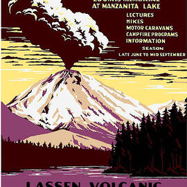 Lassen, Volcanic National park, vintage travel poster by Long Shot