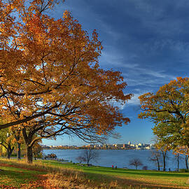 Madison across Lake Monona in Autumn Splendor from Olin Park by Peter Herman