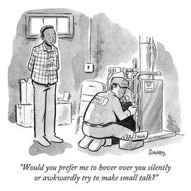 Man asks electrician whether or not he wants to engage in small talk. by Benjamin Schwartz