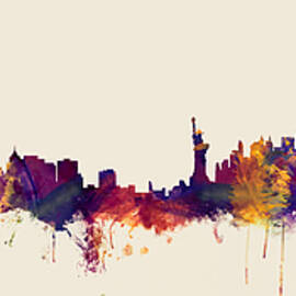 Minneapolis and New York Skylines Mashup by Michael Tompsett
