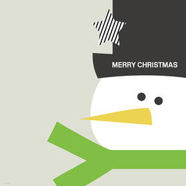 Modern Snowman Merry Christmas- Art by Linda Woods by Linda Woods