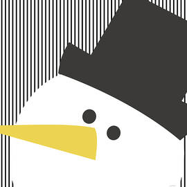 Modern Snowman on Stripes- Art by Linda Woods by Linda Woods