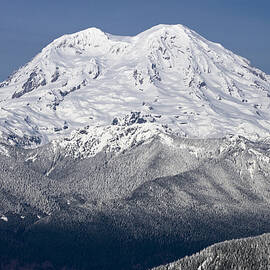 Mount Rainier in winter from Mount Tahoma Trails High Hut Washi by Ed Book